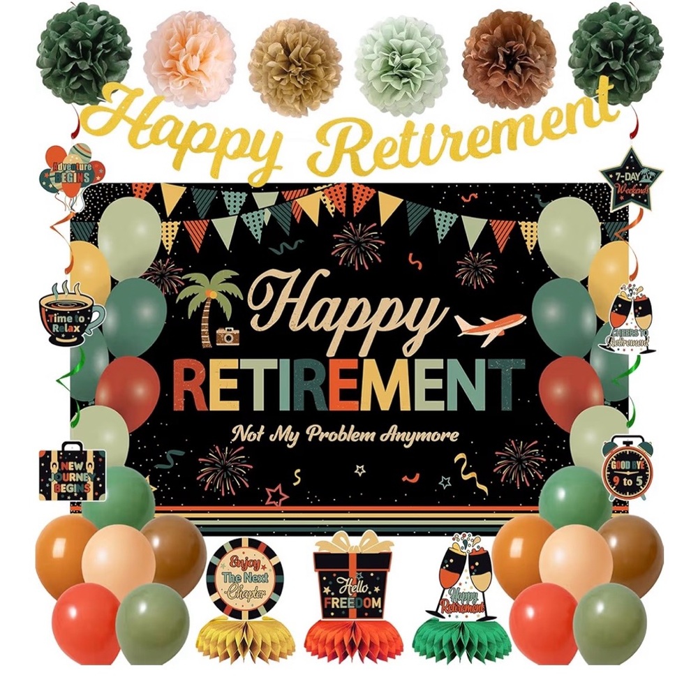 Retirement Party Decoration Set with Balloons and Banner
